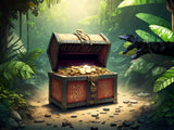 Gold chest in the middle of the jungle